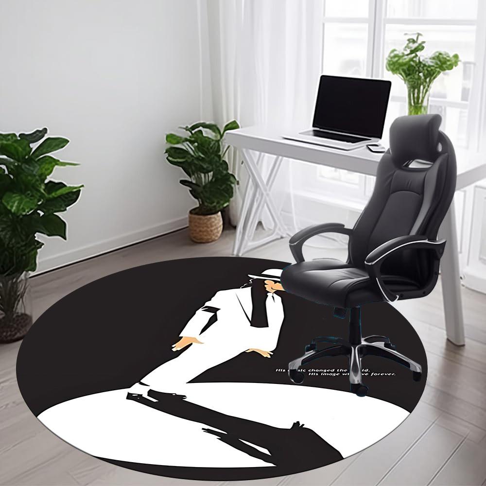 1PC Michael Joseph Jackson Office Round Area Rug, Indoor Mat Suitable For Office, Under Office Chairs Bedroom Living Room Home Decor, Room Deco110