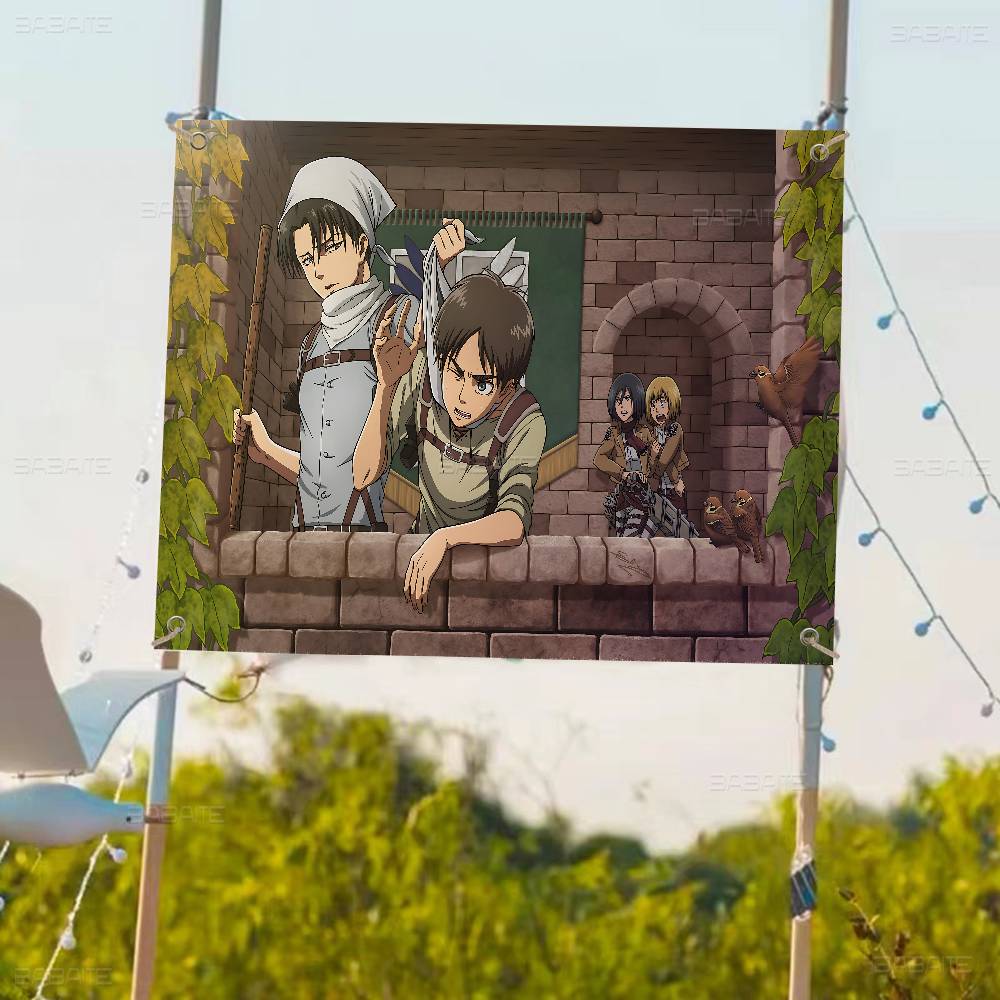AAttack On Titan Anime Small Size Cheerleading Banner Hand Pulled Flag Outdoor Atmosphere Flags