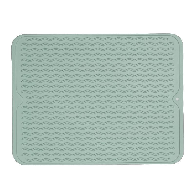Heat-Insulating Non-Slip Rubber Kitchen Placemat and Drain Mat with Wavy Grooves, Waterproof Design