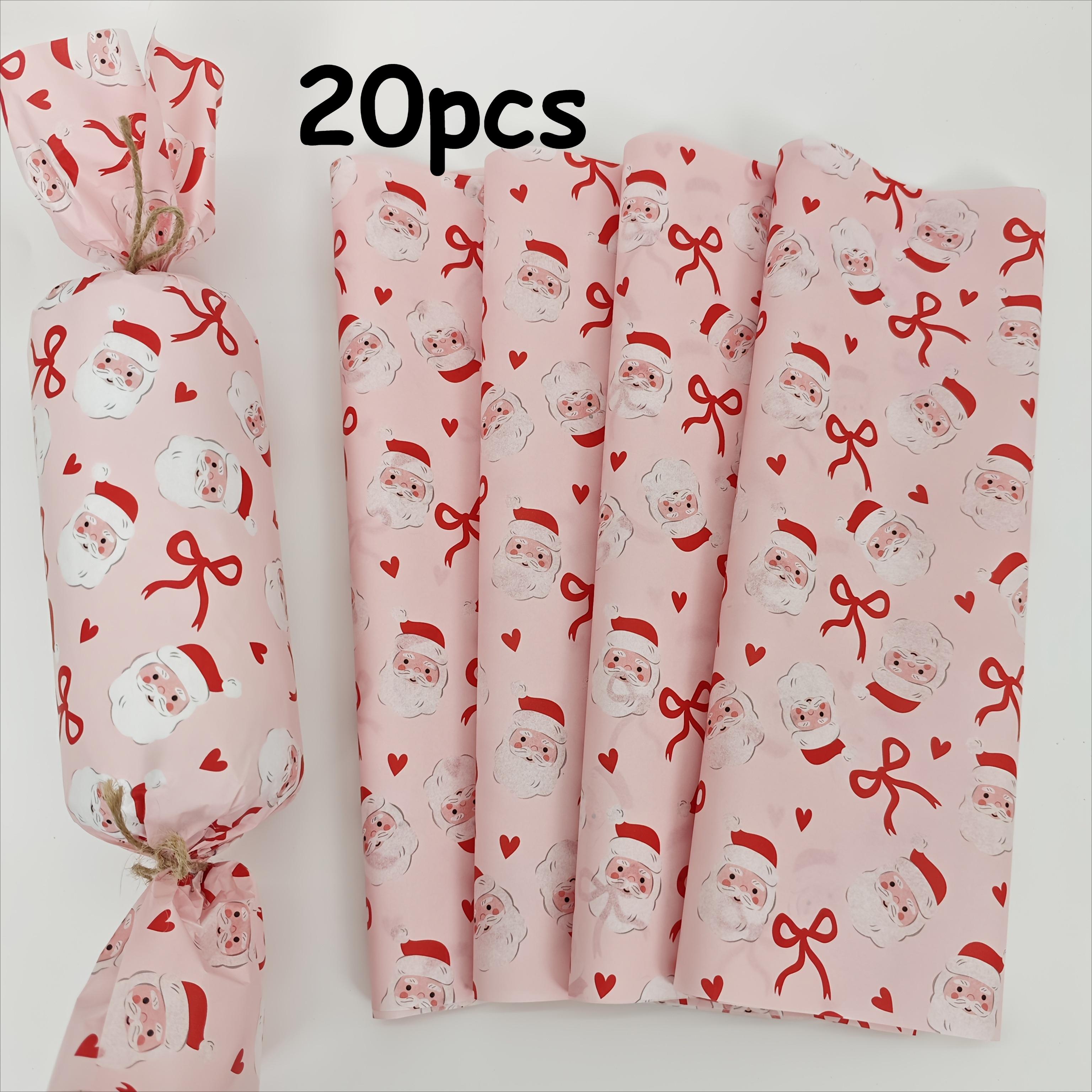 

10/20 шт. Розовый Санта Клаус Бант Узор Сердечки, Бумага ручной работы для защиты хрупких предметов, Украшения для вечеринки - Рождество