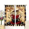 Set Of 2 Colorful Coffee Geometric Pattern Printed Curtains Window Decorations Home Room Curtain Polyester