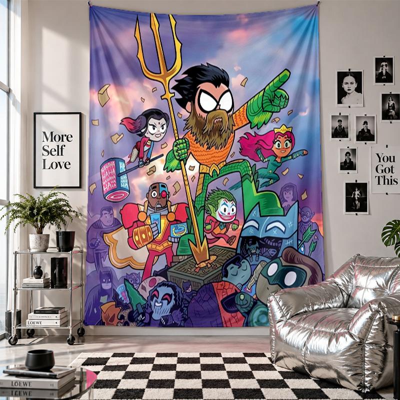 Wandteppich Teen Titans Go Kunst Hängendes Tuch Dekorativer Hintergrundbezug für die Raumdekoration