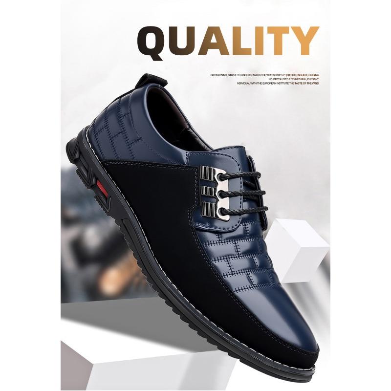 Zapatos Casuales de Hombre de Punta Redonda, Zapatos Casuales de Cordones Frontales, Zapatos Casuales de Hombre de Tacón Plano