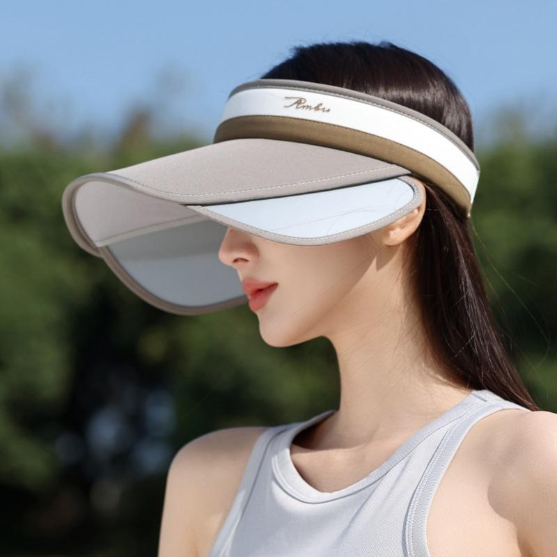 Color Matching Retractable Brim Pull Board Empty Top Sun Hat Outdoor Windproof Sports Hat Pull Board Sun Hat