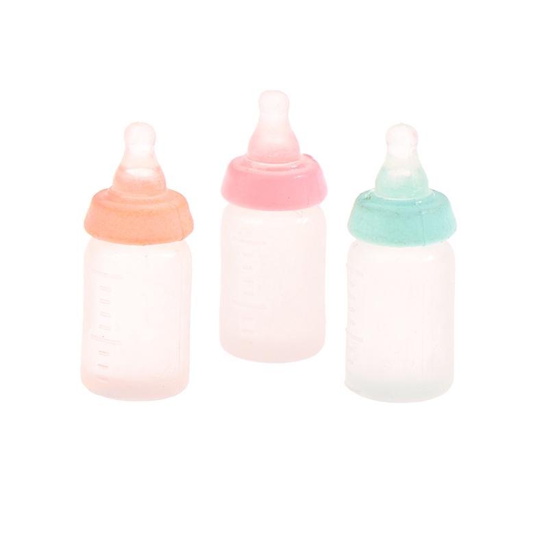 6Pcs 1:12 Dollhouse Miniatures Milk Bottle Baby Bottle Model Doll House Decor
