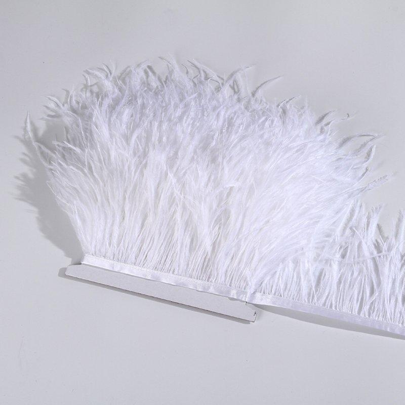 Ostrich Feather Trim 8-10cm 10-15cm 10Meters Fringe White for Clothes Ribbon Skirt Plumas Plume Decoration Wedding Party