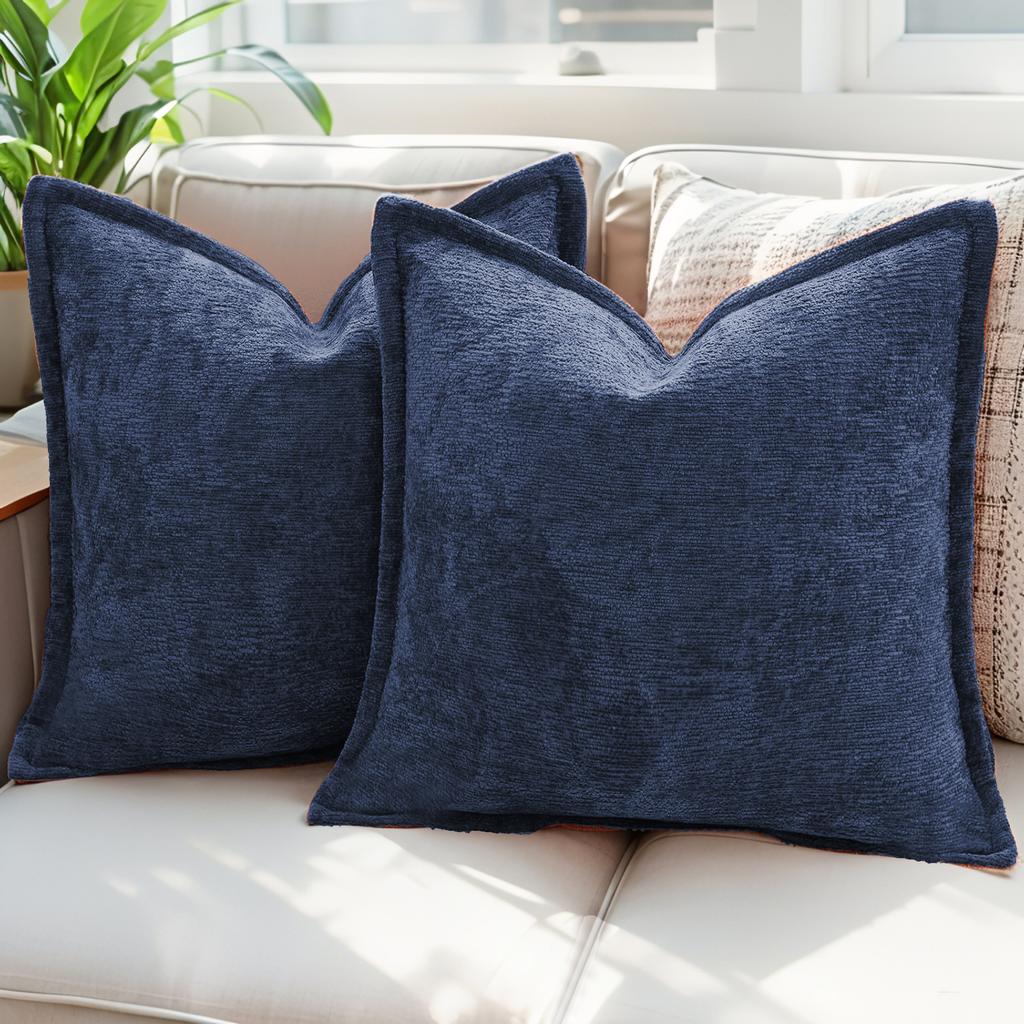 Simple Ins Nordic Solid Color Chenille Press-side Pillow Case Model Room Sofa Decoration Cushion Large Backrest