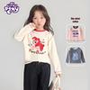 Girls' Cartoon Long-Sleeve Cotton T-Shirt - Spring/Autumn Fashionable Color Block Top