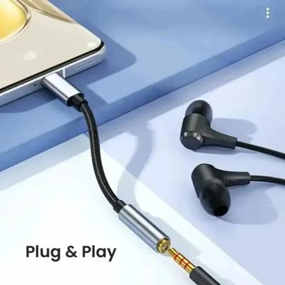 Type-C To 3.5mm 16Bit/48Khz Audio Sampling Hi-Fi Audio Adapter Cable for iPhone 15 16 17 Pro Max Plus Huawei Xiaomi Phone