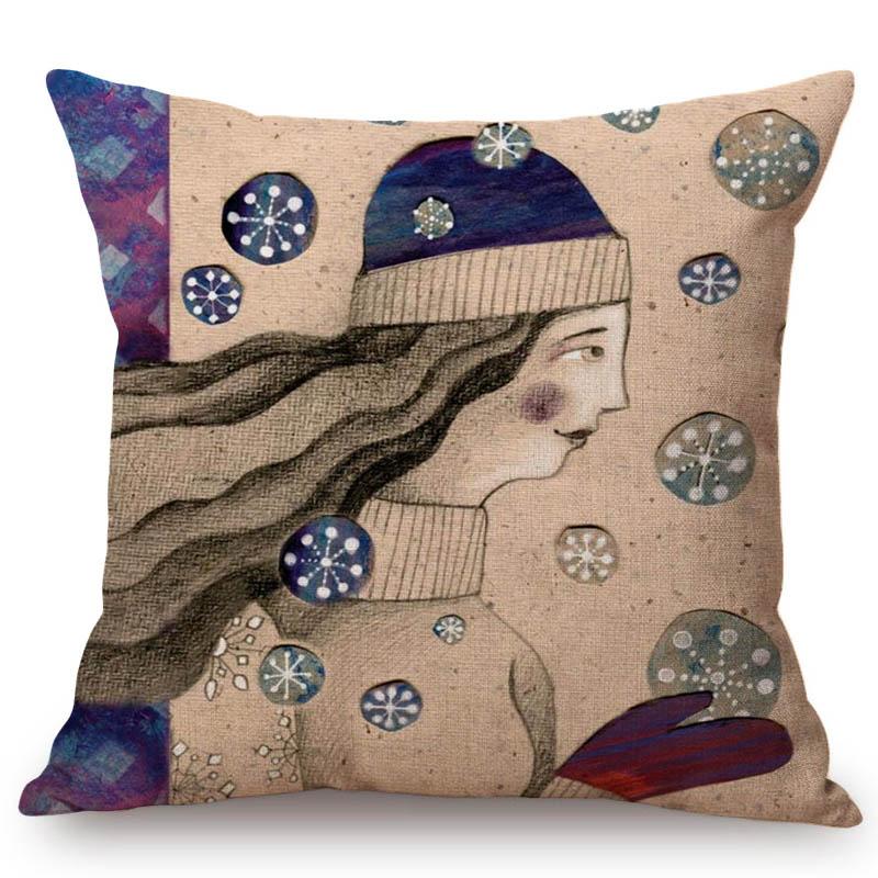 Modern Art Abstract Elegant Lady Hand Writting Sketch Cotton Linen Sofa Throw Pillow Case Nordic Lovely Girl Chair Cushion Cover