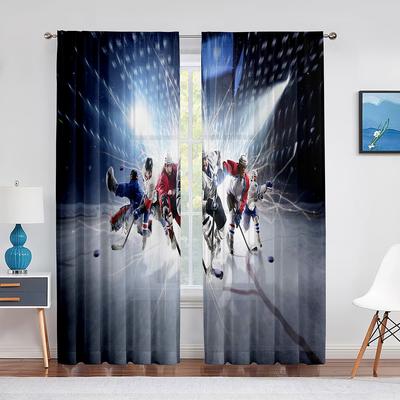 Hockey su Ghiaccio Sport Giocatore Tenda Voile Trasparente Arena Sportiva Finestra Tende Chiffon Tulle per Soggiorno Camera da Letto Decorazione Tendaggi