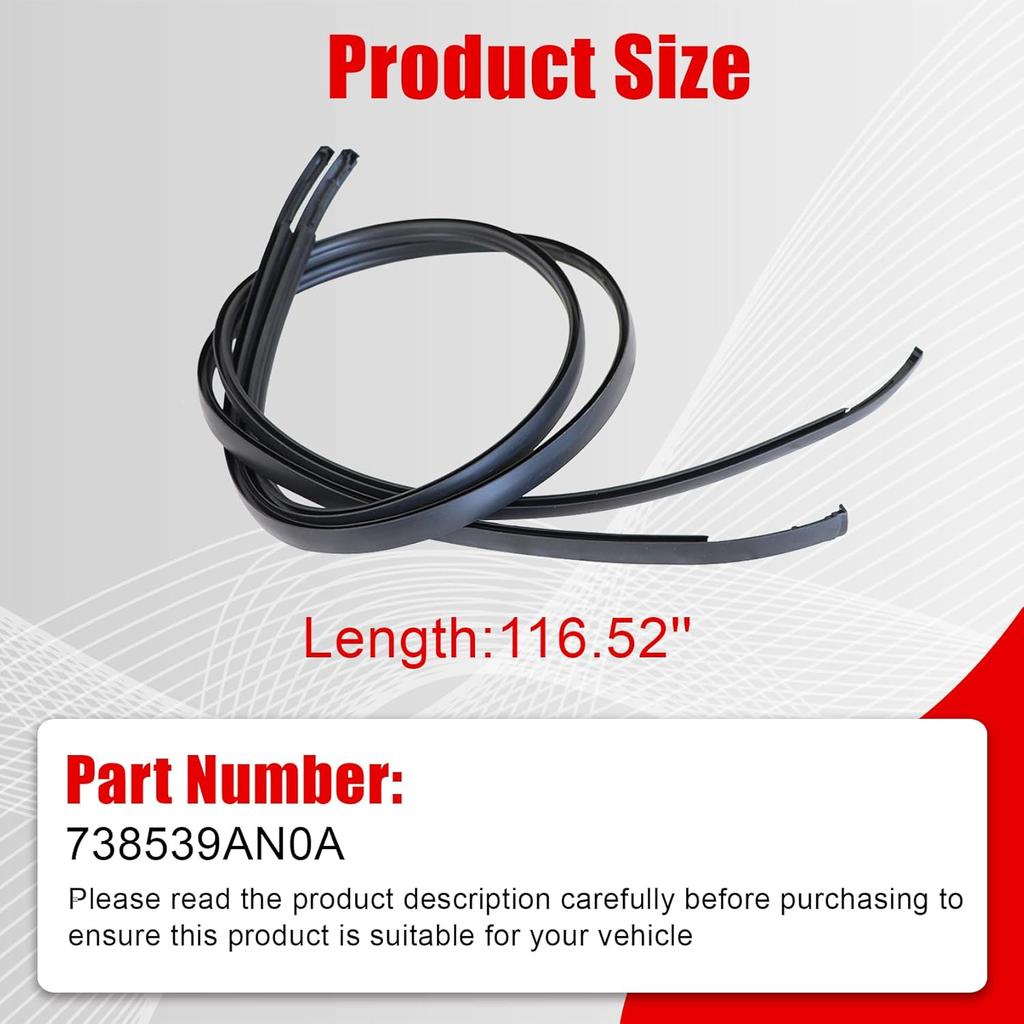 FZJDSD 738539AN0A 738529AN0A Left and Right Side Roof Drip Molding Strips Weatherstrip 116.52inch Compatible with Nissan Sentra 2013-2018 Roof Drip