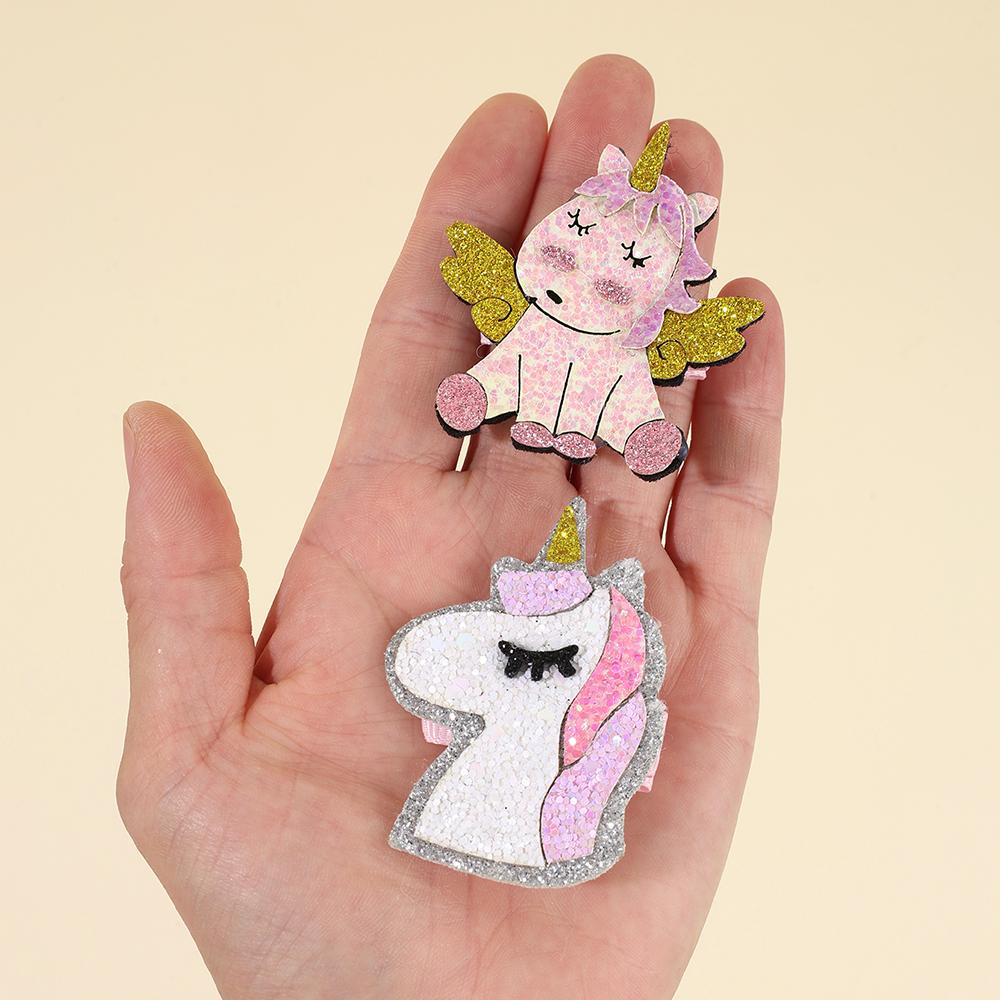 6Pcs/Set Sparkling Unicorn Hair Clips For Girls Glitter Clouds Hairpins Side Barrette Children Headdress Hair Accessories