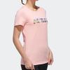 Adidas Letter Print Ribbed Crew Neck Sports T-Shirt Women Tops Pink FT2919