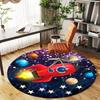 1pc Rocket Galaxy Round Chair mat Area Rug - Non-Slip, Floor Mat for Office, Bedroom, home decor Christmas Gift p0811130