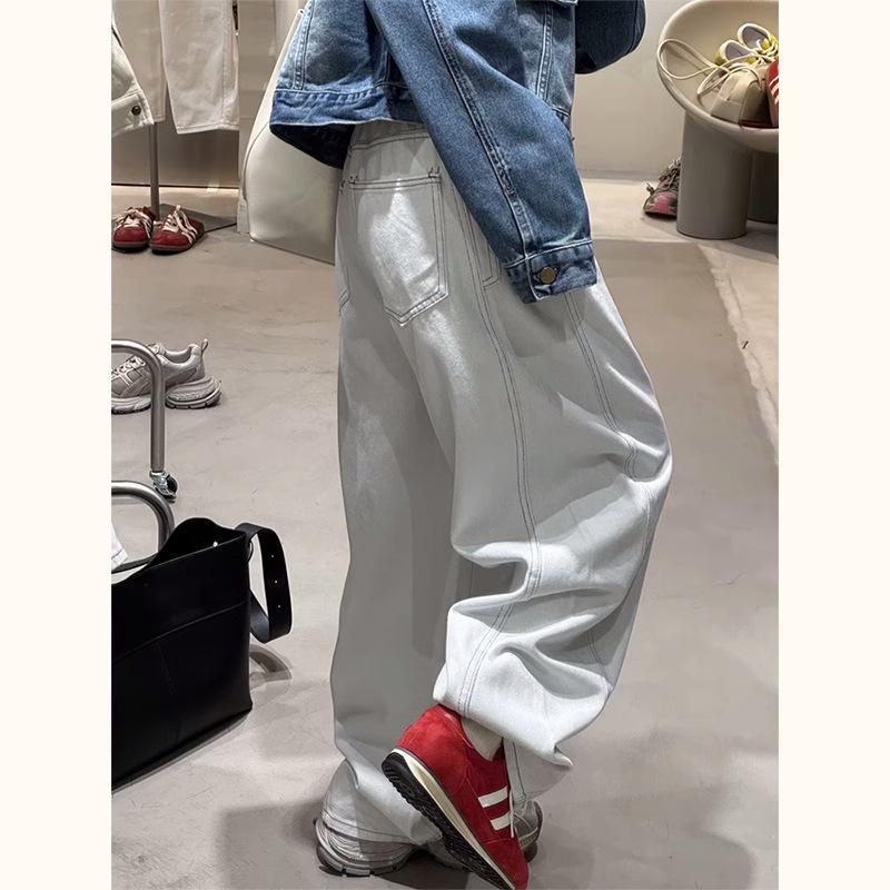 Women s White High Waist Wide Leg Jeans - Curved Knife Design, Plus Size, Slimming, Spring/Autumn 2025. 2XL