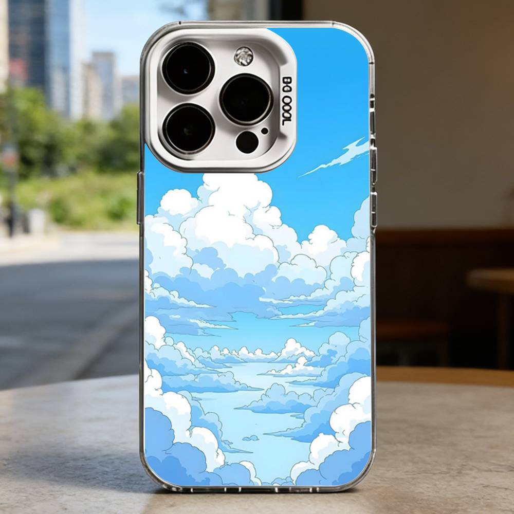 Simple little white cloud White Shockproof Phone Case For iPhone 16,15,14,13,12,11,Pro,XS,Max,Plus,Mini,SE