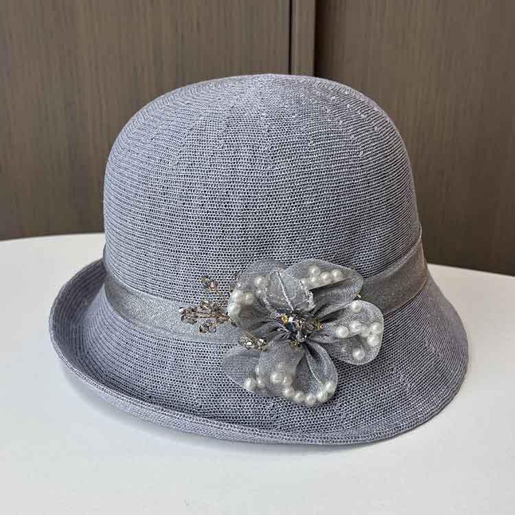 British Retro Crimped Small Edge Top Hat Women's Fashion Face Covering Sunscreen Basin Hat Spring and Summer Travel Breathable Sun Hat