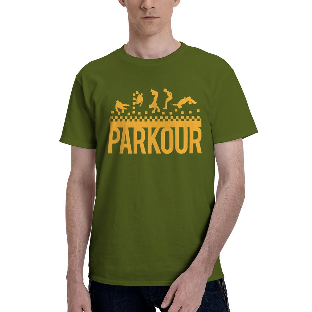 Yellow Mens T Shirt Parkour Unique Tee Shirt Short Sleeve Round Collar 100 Cotton Summer Clothes TShirt