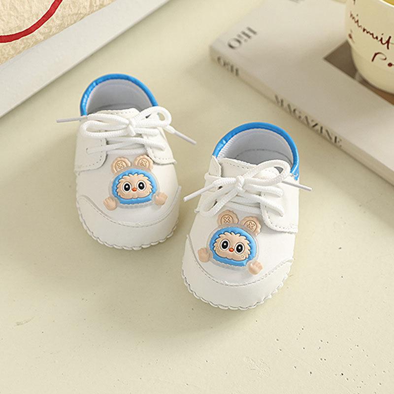 

Spring and Autumn New Male and Female Baby Toddler Shoes 0-1 Year Old Infant Cartoon Lace-up Single Shoes 3 To 6 Months 17 білий