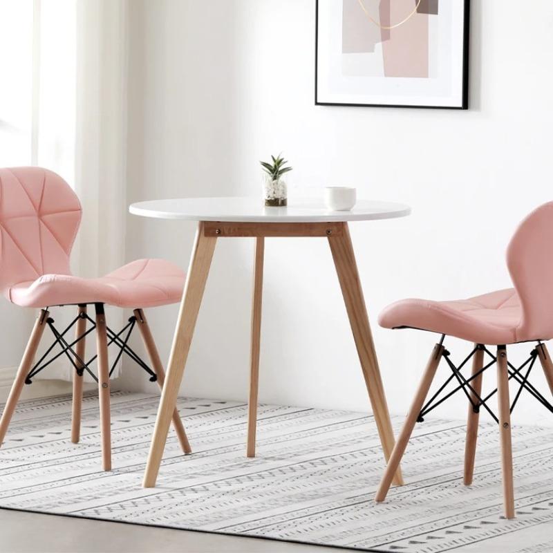 Solid Wood White Small round Table Nordic Minimalist Balcony Leisure Coffee Home Mini Tea Table