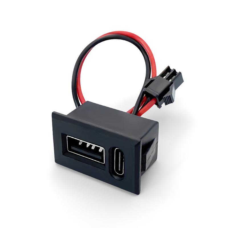 Usb Female Base Type-C Double-Layer Socket Lamp Charging Socket Power Phone Socket With Cable Connector