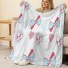 Flannel Blanket with Cute Bow & Heart Design, Soft Warm Cozy Couch Throw for Living Room, Christmas & Halloween Decor Gift