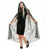 Leichter Halloween-Kapuzenumhang Halbtransparenter Langer Umhang Spinnennetz-Netzstoff Cardigan Damen