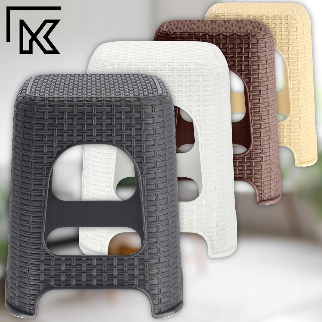 KADAX Rattan Kitchen Stool White 2pcs