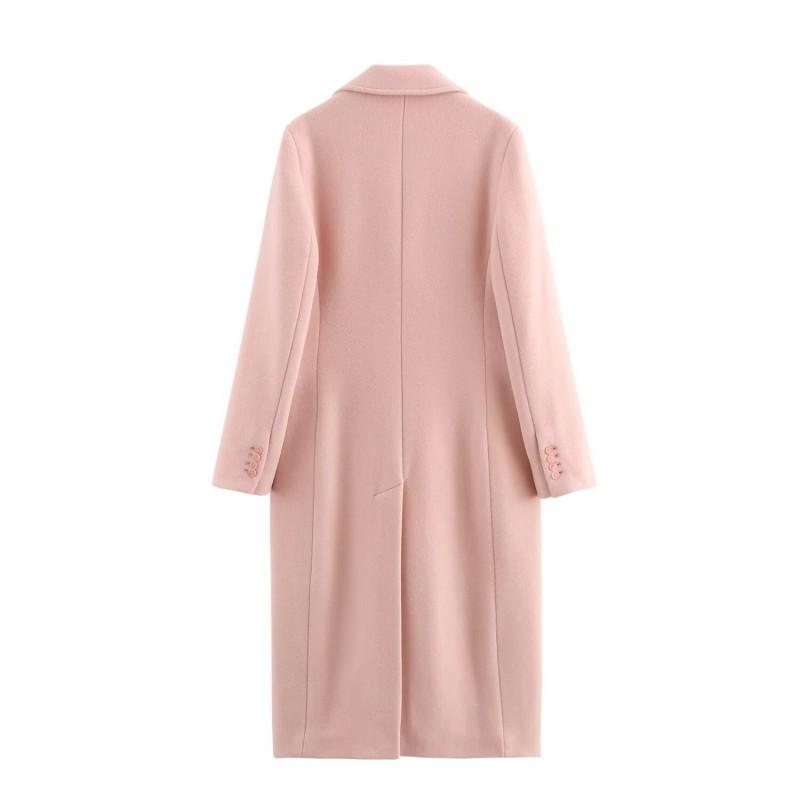 Womens Solid Color Mid-Length Blend Wool-Like Coat 2026 Streetwear Outerwear