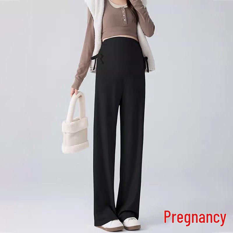 

Maternity Wide-Leg Drawstring Pants, Petite Size, Non-Constricting Belly, Spring/Autumn Casual Style One Size [suitable for 80-110 jin]