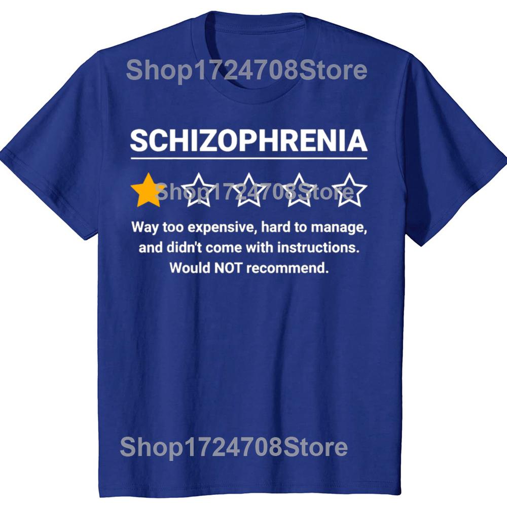 Schizophrenia One Star Rating Funny Awareness T-shirts Men Women's Fashion Casual Tshirt 100% Cotton Loose Oversized T Shirt