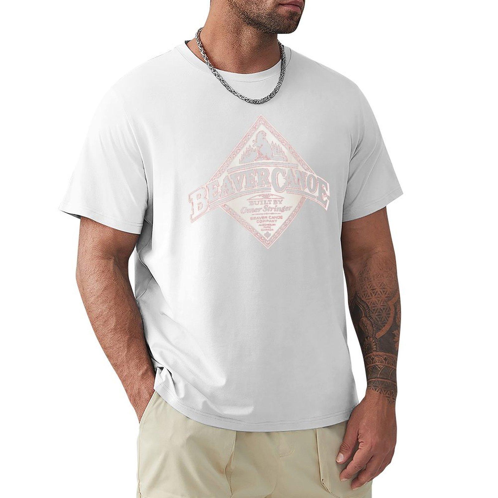 Canada Beaver Canoe Red Tshirt Minimalist Plain Crew Neck Tshirt S