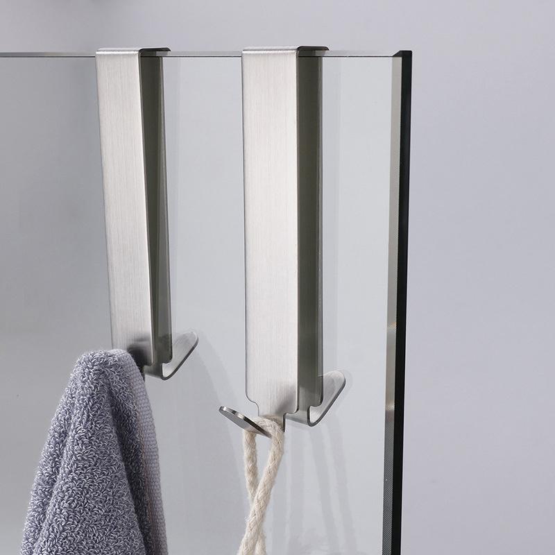 Bathroom Shower Glass Door Hook Stainless Steel Glass Door Towel Hooks Rack Bathrobe Hanger Holder Hanging Wall Hooks