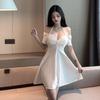 Summer  New Niche Temperament Sexy Cross-strap Short-sleeved Big Pendulum Slim-fitting and Thin Dress