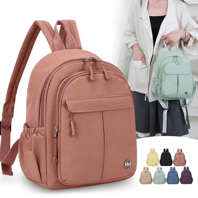 Lightweight Nylon Backpack for Women Casual Daypack Travel Shoulder Bag with Multi Pockets