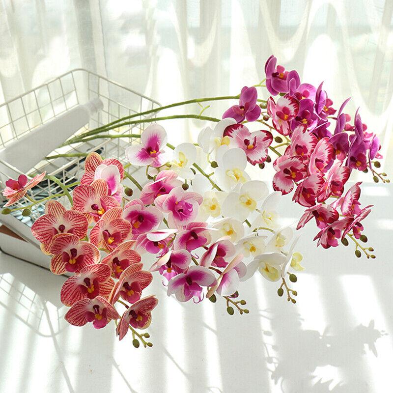Artificial Butterfly Orchid Flower Bunch Fake Phalaenopsis Wedding Party Decor
