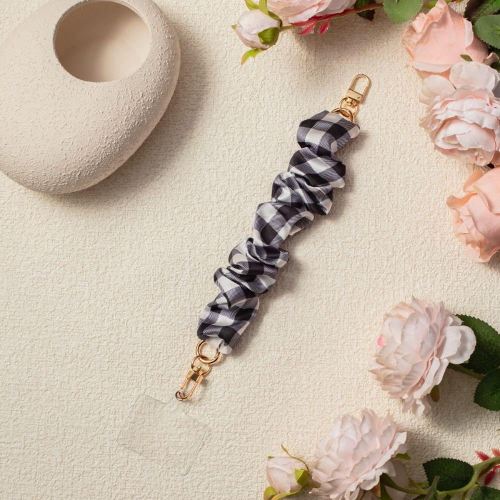Portable Soft Satin Silk Mobile Phone Lanyard Anti-Lost Elastic Phone Chain Short Detachable Wrist Chain