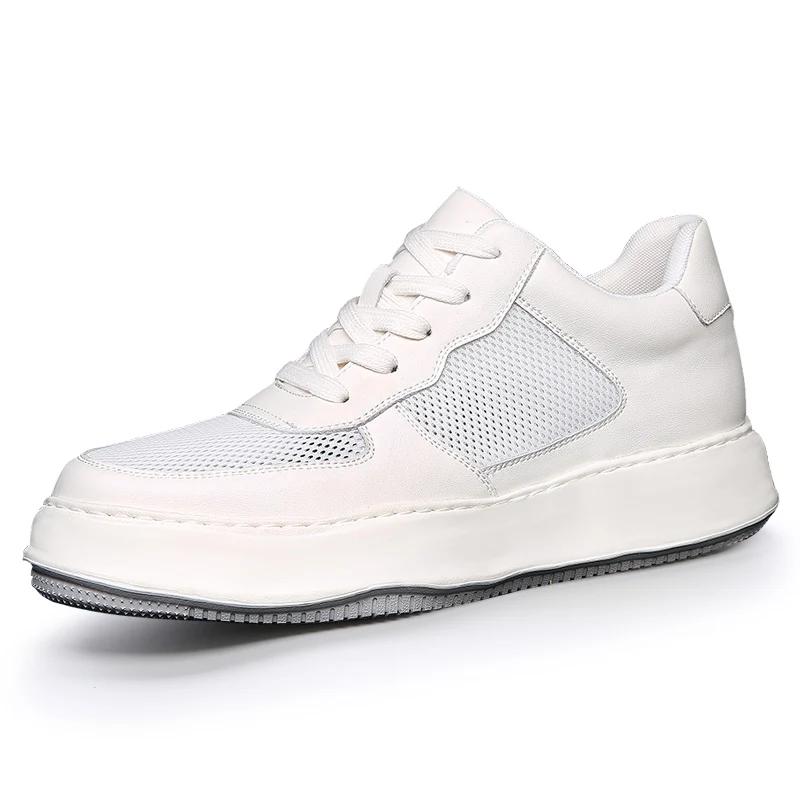 

Fashion Men Genuine Leather Casual Shoe Classic Outdoor Antiskid Sneakers Versatile Comfy Thick Bottom Walking Shoe Height Increase6-8CM 44