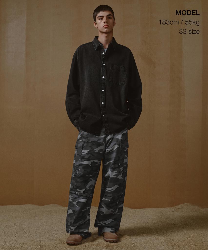 Musinsa Standard Camouflage Extra Wide Cargo Pants [Dark Grey/Camo]
