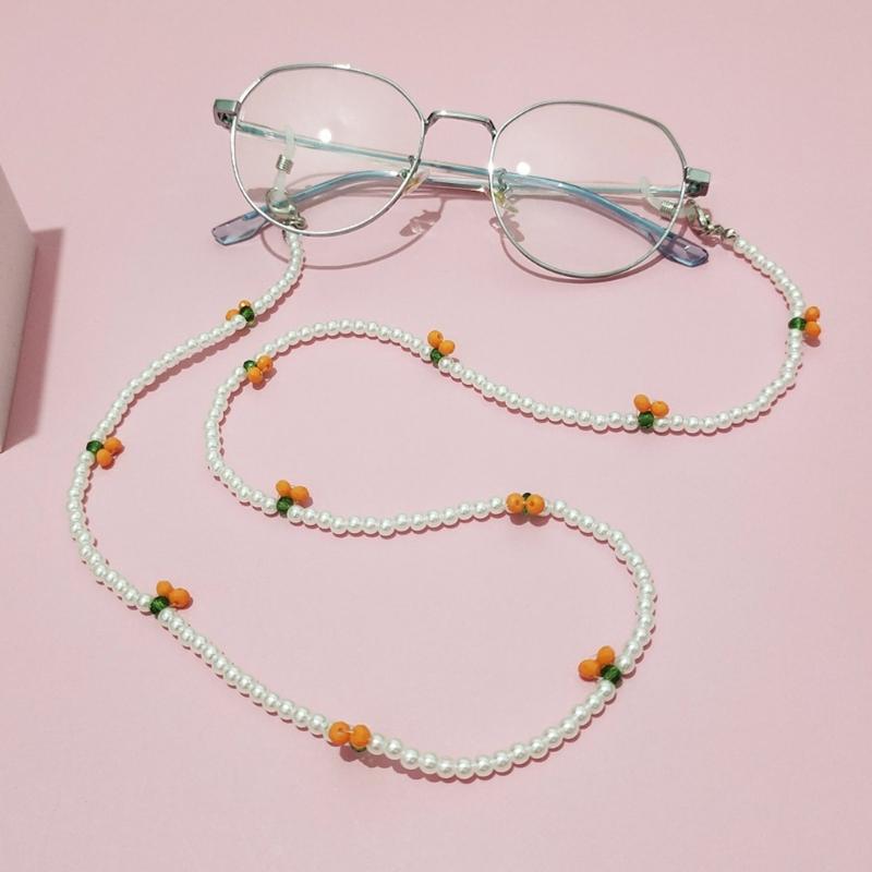Retro Cherry Eyeglasses Chain Sophisticated Sunglasses Lanyard Accessory With Pearls And Cherry Embellishments