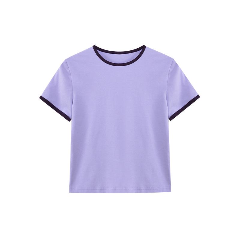 

Interpret Beauty 2025 Spring Academy Style Women s Short-Sleeve T-Shirt C3008 - Fresh, Age-Reducing, Simple & Versatile Small фиолетовый