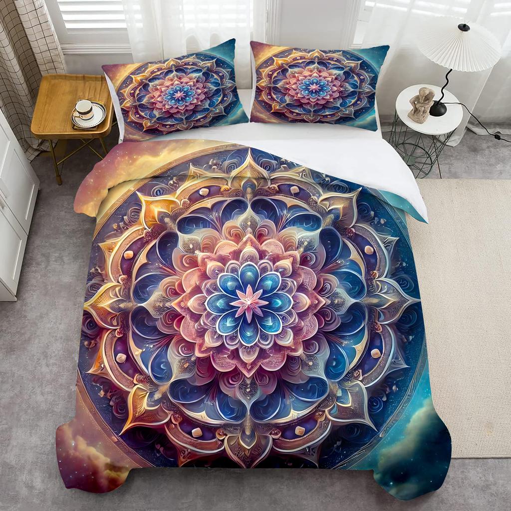 Comforter Mandala Flower Plants 3D Printed Bohemian Style Color Art Bedding Set For Kids Teens Adults