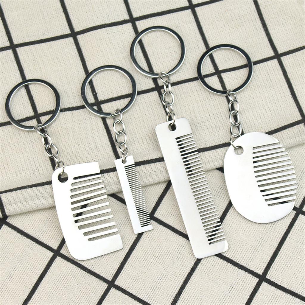Portable Metal Keychain Pocket Comb Pendant with Keyring Hair Stylists Tool Charm Key Holder Trendy Gift for Girls