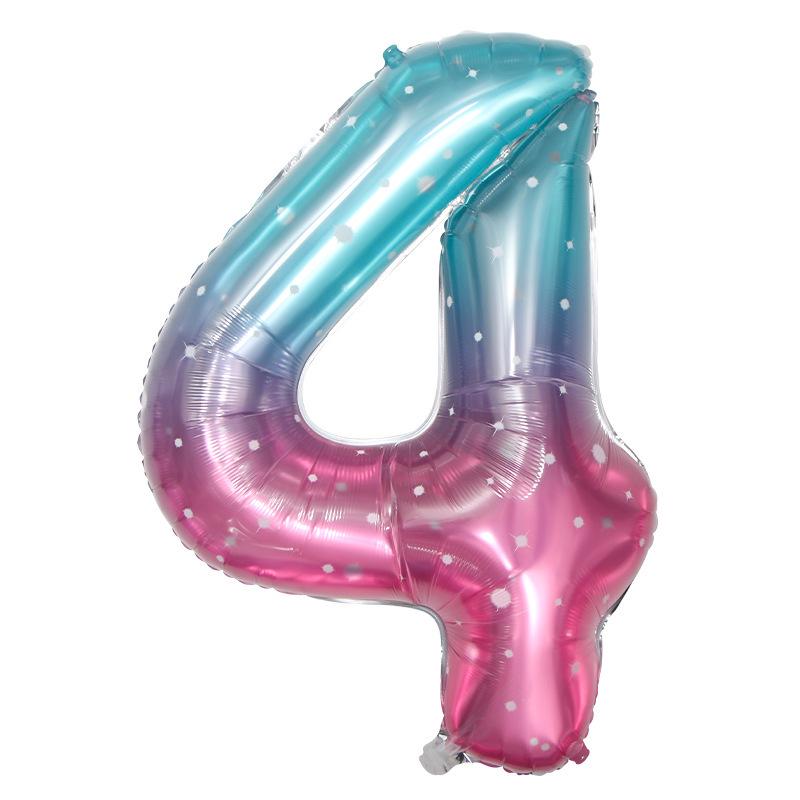 40" Rainbow Gradient Aluminum Foil Number Balloon Birthday Decoration Ornaments for Kids, Helium-Compatible