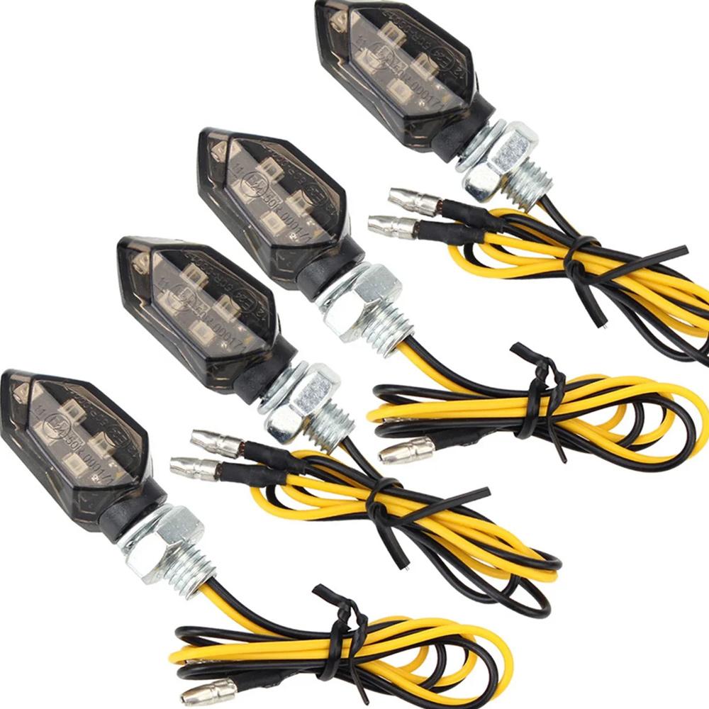 2/4PCS Mini Motorcycle Smoke Lens Turn Signal Light 5LED 12V Amber Blinker Indicator Lamp Motorcycle Universal Easy to Install