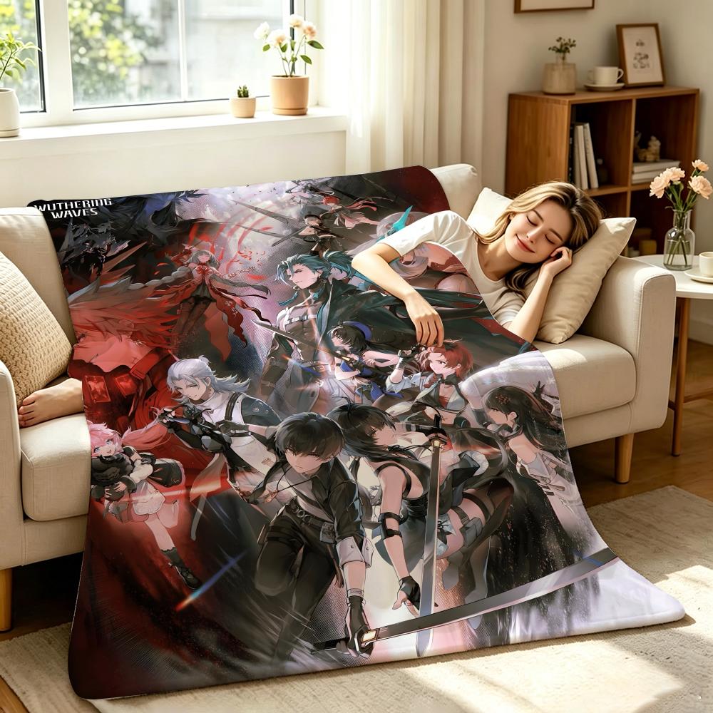 Game W-Wuthering W-Waves Throw Soft Warm Flannel Throw Blanket, Multi-use for Sofa Bed Office Nap 75X95CM