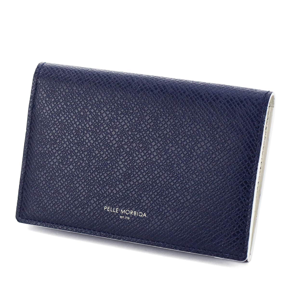 

Business Card Holder Genuine Leather Barca Navy x Ivory [Pelle Morbida] Men s PM-BA305BI-NVIV
