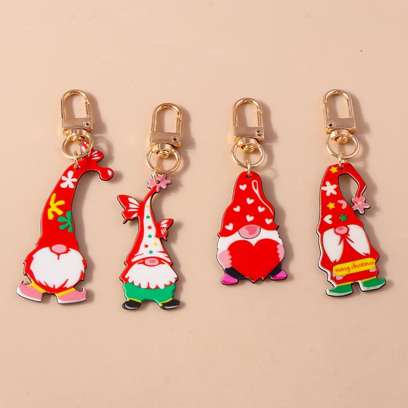 Cute Enamel Snowman Keychain Christmas Tree Elk Santa Clause Keyring Pendants for Handbag Decor DIY X'mas Gifts Accessories