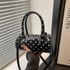 Korean Style Polka Dot Purse Mini Barrel Crossbody Bag for Women Top Handle Handbag for Daily Outings